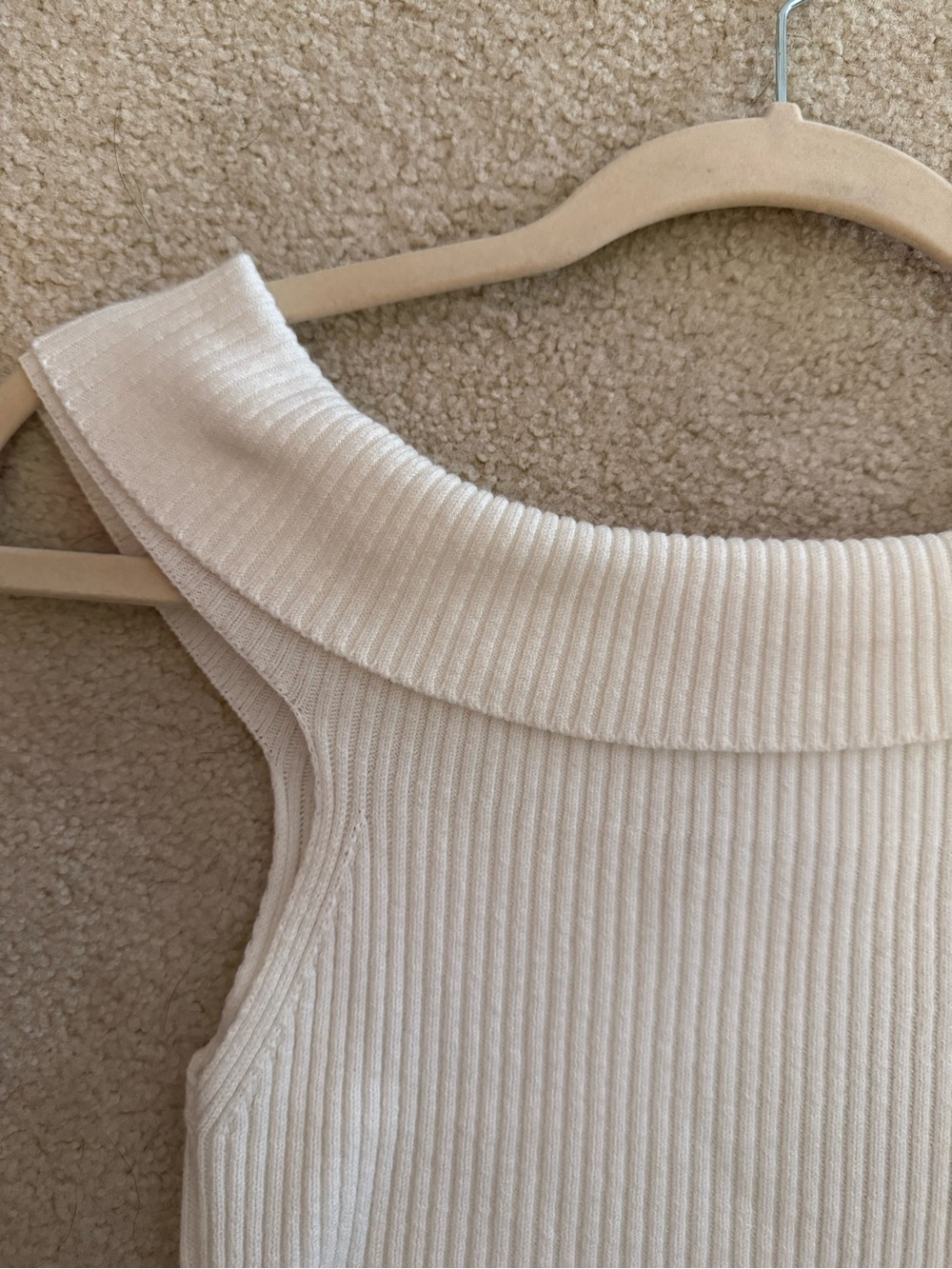 Zara Cream Ribbed Off-Shoulder Knit Top - Picture 2 of 3